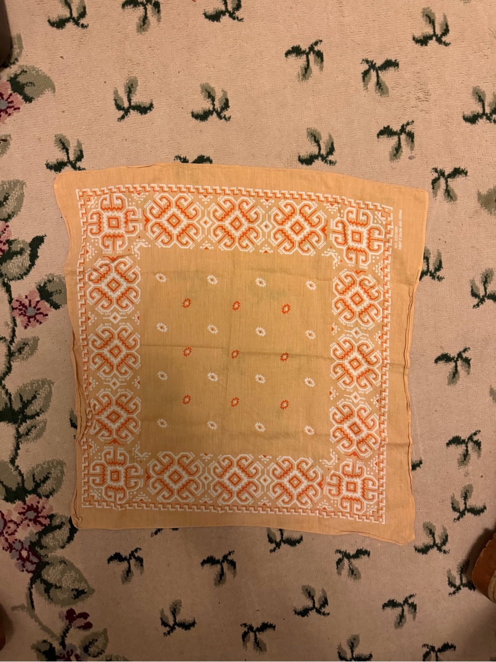 Hand-Embroidered Peach Accent Bandana